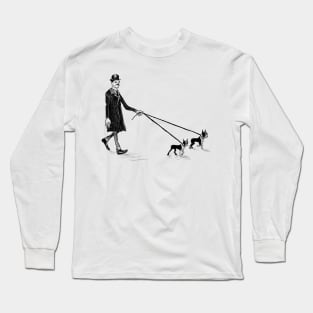 A Gentleman Dog Walk Long Sleeve T-Shirt